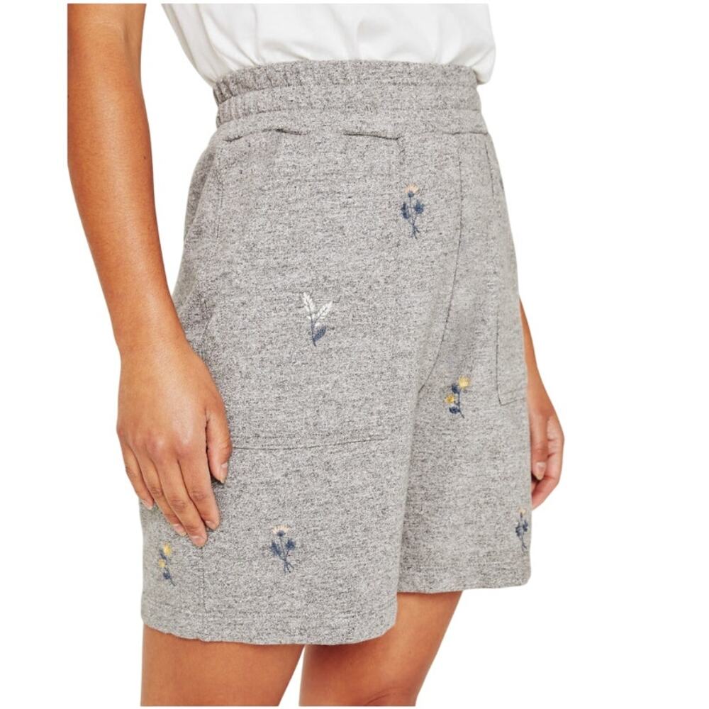 Ag Adriano Goldschmied Nova Floral Embroidered Gray Sweat Short Boho XS